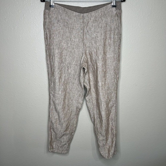 J. Jill Petite Women's Brown Linen Mid Rise Tapered Pull On Ankle Pants - Picture 11 of 11